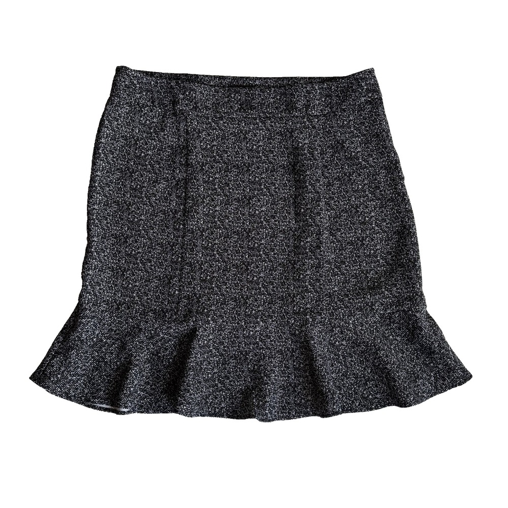 Tweed Peplum Flare Trumpet Pencil Suit Skirt Women 10 M Black White Office Work